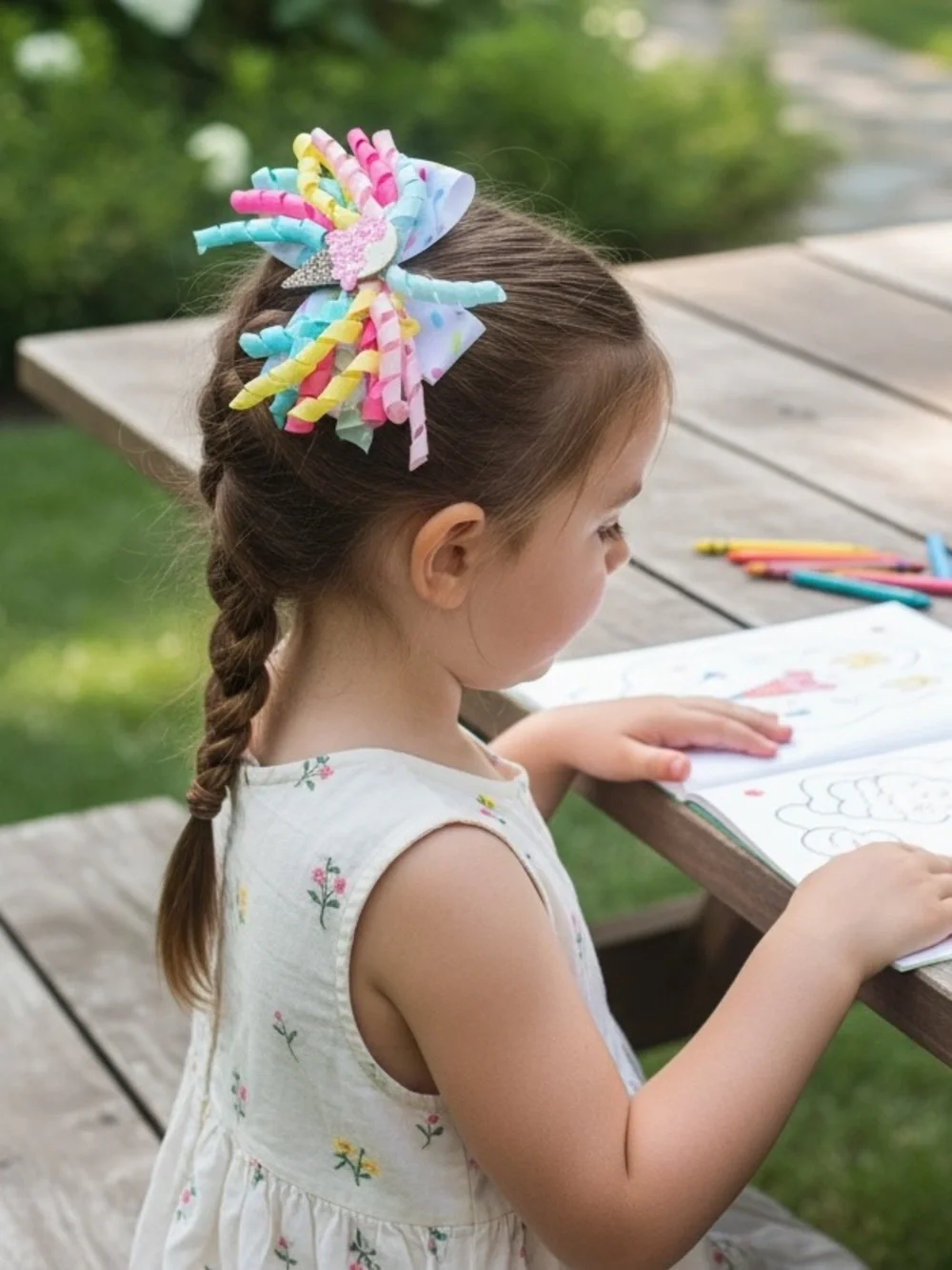 Pastel Rainbow Ice Cream Korker Bow Hair Clip for Kids